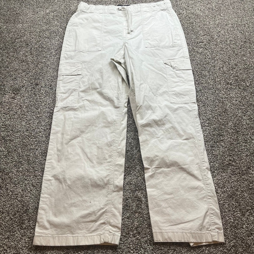 Hollister Pants womens L baggy wide leg cargo Adjustable Pockets drawstring